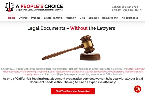 A People's Choice California legal document form preparation